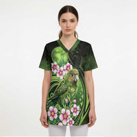 New Zealand Aotearoa Kakapo Scrub Top Maori Pattern With Manuka Galaxy Style LT05 - Polynesian Pride