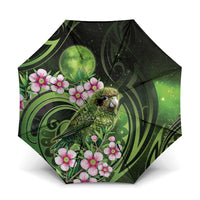 New Zealand Aotearoa Kakapo Umbrella Maori Pattern With Manuka Galaxy Style LT05 One Size Folded 11.42 inch Opened Diameter 37.4 inch Green - Polynesian Pride