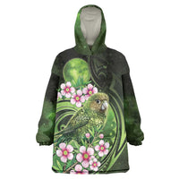 New Zealand Aotearoa Kakapo Wearable Blanket Hoodie Maori Pattern With Manuka Galaxy Style - Polynesian Pride