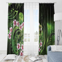 New Zealand Aotearoa Kakapo Window Curtain Maori Pattern With Manuka Galaxy Style - Polynesian Pride