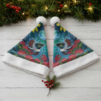 New Zealand Tui Bird Christmas Santa Hat Maori Koru With Pohutukawa Galaxy Style - Polynesian Pride