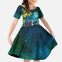 New Zealand Tui Bird Family Matching Puletasi and Hawaiian Shirt Maori Koru With Pohutukawa Galaxy Style - Polynesian Pride