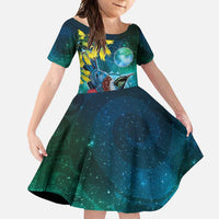 New Zealand Tui Bird Family Matching Summer Maxi Dress and Hawaiian Shirt Maori Koru With Pohutukawa Galaxy Style - Polynesian Pride