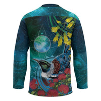 New Zealand Tui Bird Hockey Jersey Maori Koru With Pohutukawa Galaxy Style - Polynesian Pride