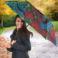 New Zealand Tui Bird Umbrella Maori Koru With Pohutukawa Galaxy Style - Polynesian Pride