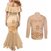 Personalised New Zealand Auckland Folk Festival Couples Matching Mermaid Dress and Long Sleeve Button Shirt Vintage Style LT05 - Polynesian Pride