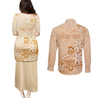 Personalised New Zealand Auckland Folk Festival Couples Matching Puletasi Dress and Long Sleeve Button Shirt Vintage Style LT05 - Polynesian Pride