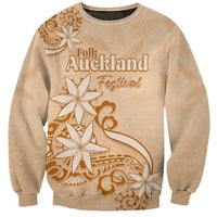 Personalised New Zealand Auckland Folk Festival Sweatshirt Vintage Style LT05 Unisex Brown - Polynesian Pride