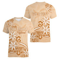 Personalised New Zealand Auckland Folk Festival Women V Neck T Shirt Vintage Style LT05 - Polynesian Pride