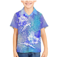 Couple Blue Sea Turtle Heart Love Family Matching Mermaid Dress and Hawaiian Shirt LT05 Son's Shirt Blue - Polynesian Pride