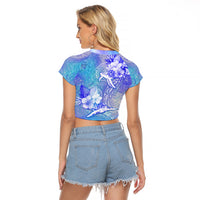 Couple Blue Sea Turtle Heart Love Raglan Cropped T Shirt LT05 - Polynesian Pride