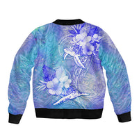 Couple Blue Sea Turtle Heart Love Sleeve Zip Bomber Jacket LT05 - Polynesian Pride