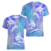 Couple Blue Sea Turtle Heart Love Women V Neck T Shirt LT05 - Polynesian Pride