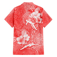 Polynesia Sea Turtle Couple Family Matching Long Sleeve Bodycon Dress and Hawaiian Shirt Happy Valentine Day Red LT05 - Polynesian Pride
