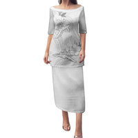 Polynesia Sea Turtle Couple Family Matching Puletasi Dress and Hawaiian Shirt Happy Valentine Day White LT05 Mom's Dress White - Polynesian Pride