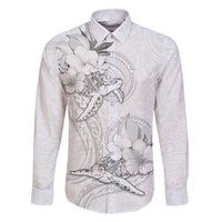 Polynesia Sea Turtle Couple Family Matching Tank Maxi Dress and Hawaiian Shirt Happy Valentine Day White LT05 Dad's Shirt - Long Sleeve White - Polynesian Pride