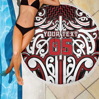 Custom Aotearoa Ngapuhi Beach Blanket Maori Tribal Pattern Mix Poutama