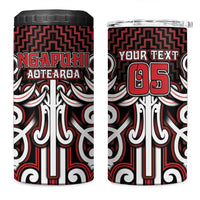 Custom Aotearoa Ngapuhi 4 in 1 Can Cooler Tumbler Maori Tribal Pattern Mix Poutama LT05 One Size: 16 oz Red - Polynesian Pride