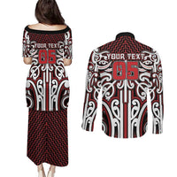 Custom Aotearoa Ngapuhi Couples Matching Puletasi and Long Sleeve Button Shirt Maori Tribal Pattern Mix Poutama