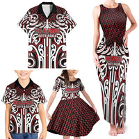 Custom Aotearoa Ngapuhi Family Matching Tank Maxi Dress and Hawaiian Shirt Maori Tribal Pattern Mix Poutama