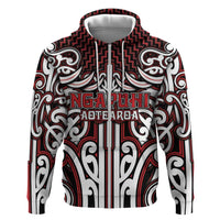 Custom Aotearoa Ngapuhi Hoodie Maori Tribal Pattern Mix Poutama LT05 Zip Hoodie Red - Polynesian Pride