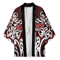 Custom Aotearoa Ngapuhi Kimono Maori Tribal Pattern Mix Poutama
