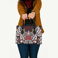 Custom Aotearoa Ngapuhi Leather Bag Maori Tribal Pattern Mix Poutama