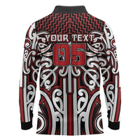 Custom Aotearoa Ngapuhi Long Sleeve Polo Shirt Maori Tribal Pattern Mix Poutama