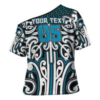 Custom Aotearoa Ngati Porou Cross Shoulder Shirt Maori Tribal Pattern Mix Poutama