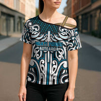 Custom Aotearoa Ngati Porou Cross Shoulder Shirt Maori Tribal Pattern Mix Poutama
