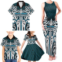 Custom Aotearoa Ngati Porou Family Matching Tank Maxi Dress and Hawaiian Shirt Maori Tribal Pattern Mix Poutama