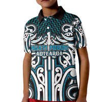 Custom Aotearoa Ngati Porou Kid Polo Shirt Maori Tribal Pattern Mix Poutama