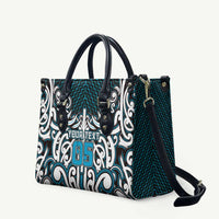 Custom Aotearoa Ngati Porou Leather Bag Maori Tribal Pattern Mix Poutama