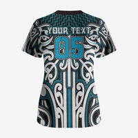 Custom Aotearoa Ngati Porou Scrub Top Maori Tribal Pattern Mix Poutama LT05 - Polynesian Pride