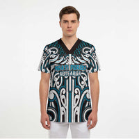 Custom Aotearoa Ngati Porou Scrub Top Maori Tribal Pattern Mix Poutama LT05 - Polynesian Pride