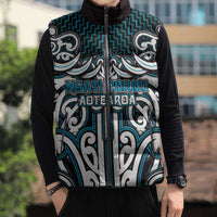 Custom Aotearoa Ngati Porou Sleeveless Puffer Jacket Maori Tribal Pattern Mix Poutama