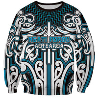 Custom Aotearoa Ngati Porou Sweatshirt Maori Tribal Pattern Mix Poutama LT05 Unisex Blue - Polynesian Pride