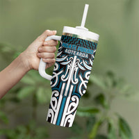 Custom Aotearoa Ngati Porou Tumbler With Handle Maori Tribal Pattern Mix Poutama