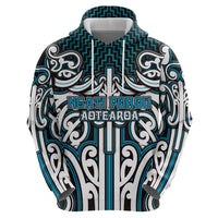 Custom Aotearoa Ngati Porou Zip Hoodie Maori Tribal Pattern Mix Poutama