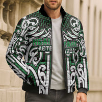 Custom Aotearoa Ngai Tahu Bomber Puffer Jacket Maori Tribal Pattern Mix Poutama