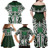 Custom Aotearoa Ngai Tahu Family Matching Off Shoulder Maxi Dress and Hawaiian Shirt Maori Tribal Pattern Mix Poutama LT05 - Polynesian Pride