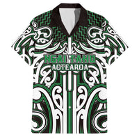 Custom Aotearoa Ngai Tahu Family Matching Off Shoulder Maxi Dress and Hawaiian Shirt Maori Tribal Pattern Mix Poutama LT05 Dad's Shirt - Short Sleeve Green - Polynesian Pride