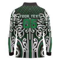 Custom Aotearoa Ngai Tahu Long Sleeve Polo Shirt Maori Tribal Pattern Mix Poutama