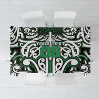 Custom Aotearoa Ngai Tahu Tablecloth Maori Tribal Pattern Mix Poutama LT05 Green - Polynesian Pride