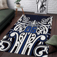 Custom Aotearoa Ngati Tuwharetoa Area Rug Maori Tribal Pattern Mix Poutama LT05 Navy - Polynesian Pride
