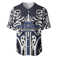 Custom Aotearoa Ngati Tuwharetoa Baseball Jersey Maori Tribal Pattern Mix Poutama LT05 Navy - Polynesian Pride
