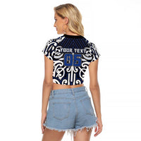 Custom Aotearoa Ngati Tuwharetoa Raglan Cropped T Shirt Maori Tribal Pattern Mix Poutama LT05 - Polynesian Pride