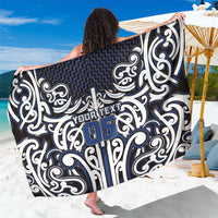 Custom Aotearoa Ngati Tuwharetoa Sarong Maori Tribal Pattern Mix Poutama LT05 One Size 44 x 66 inches Navy - Polynesian Pride