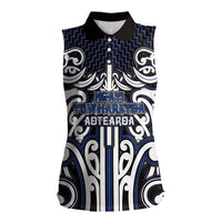 Custom Aotearoa Ngati Tuwharetoa Women Sleeveless Polo Shirt Maori Tribal Pattern Mix Poutama