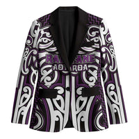 Custom Aotearoa Rangitane Blazer Maori Tribal Pattern Mix Poutama LT05 Unisex Purple - Polynesian Pride
